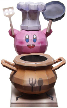 Papercraft imprimible y armable de Kirby el cocinero. Manualidades a Raudales.