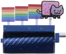Papercraft imprimible y recortable del Diorama del videojuego "Nyan Cat Mavhine". Manualidades a Raudales.